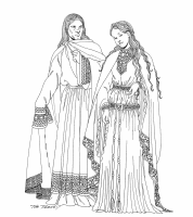 A coloring page of middle ages clothing